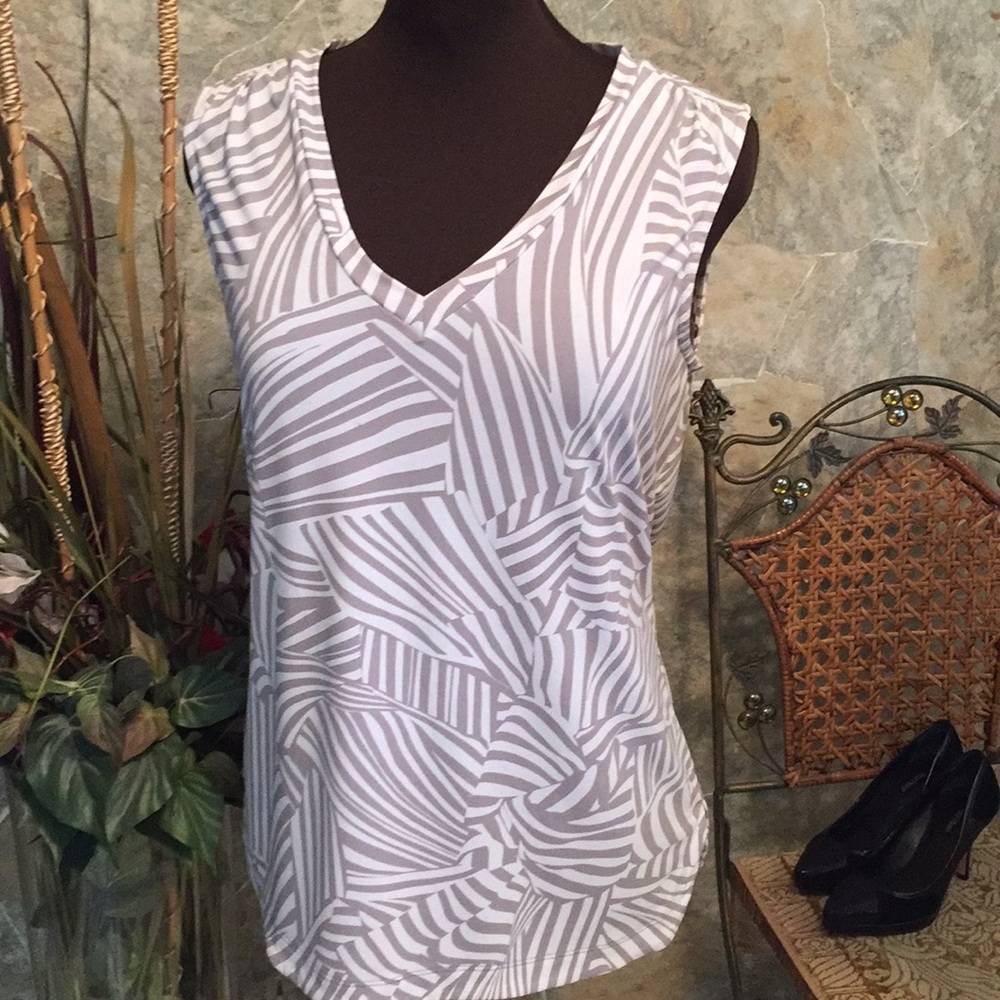 Banana republic shirt top blouse tunic gray white